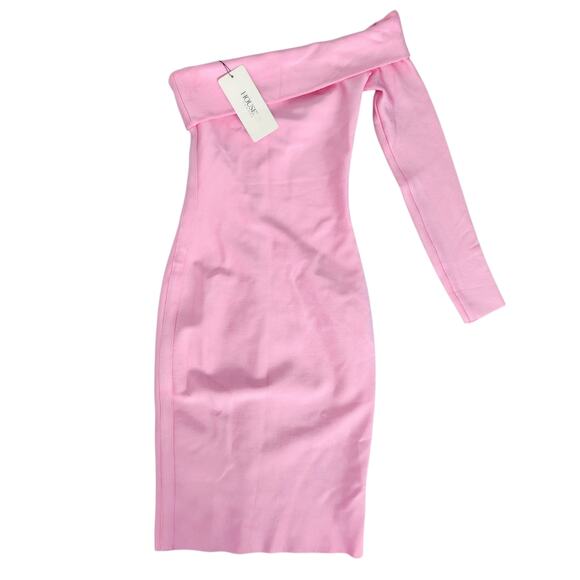 House of CB Nadine Pink Bandage One Shoulder Dress XS Wedding Cocktail Retro Y2K - Picture 3 of 9